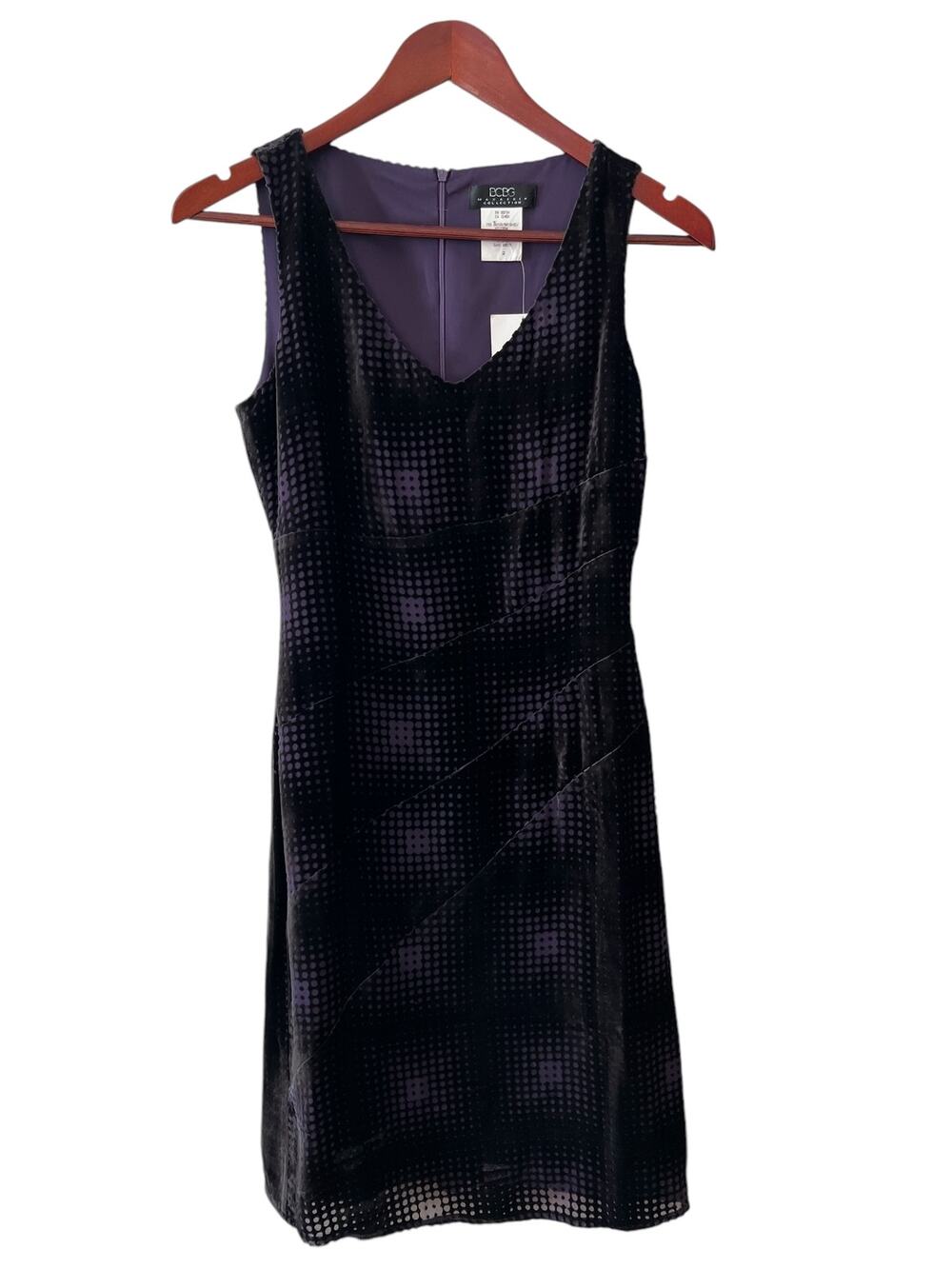 BCBGMAXAZRIA Sleeveless Sheath Dress Deep Purple Velvet 2
